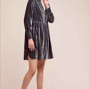 Anthropologie Forest Green Velvet Dress NWT